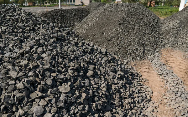 Piedras Negras Grava Rocas Para Construcción Granito Molido Grava Rocas —  Fotos de Stock