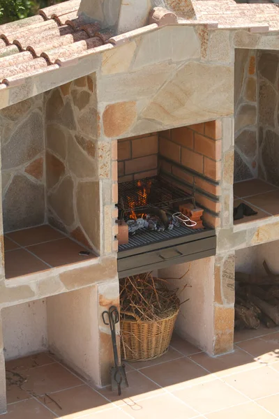 Open Fireplace Barbecue — Stock Photo, Image