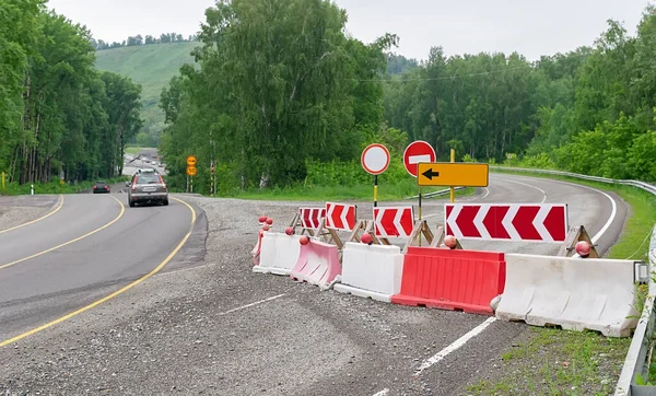 Vista Una Carretera Vallada Cerrada Para Reparaciones — Foto de Stock