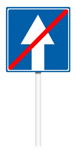 Informative Traffic Sign End Road One Way Traffic — Stock Photo, Image