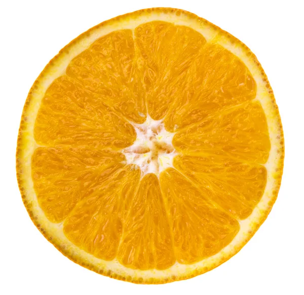 Pomerančový Plátek Přes Bílou — Stock fotografie