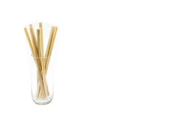 Bamboo Straws White Background — Stock Photo, Image