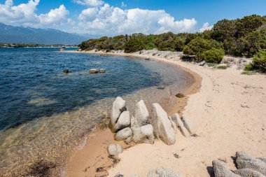 Wild sandy beach, Figari, Corsica, France clipart