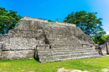 Caracol Tapınağı 'nın antik kalıntılarının manzaralı görüntüleri.