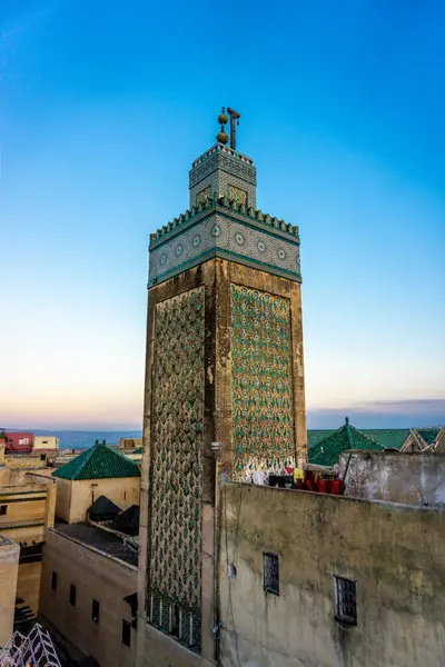 Stará Mešita Brány Fes Maroko Pohled Starou Medinu Kolem Roku — Stock fotografie