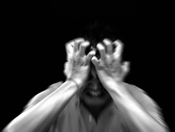 Człowiek Uczucie Smutku Czarno Biały Abstrakcyjny Styl — Zdjęcie stockowe