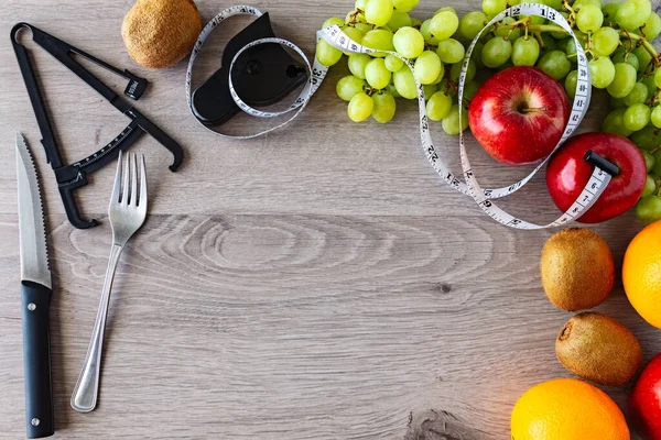 Gezond Natuurlijk Gevarieerd Fruit Voor Een Gezond Leven Dieetconcept — Stockfoto