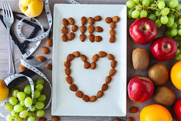 Frutas Variadas Saludables Naturales Para Una Vida Saludable Concepto Dieta — Foto de Stock