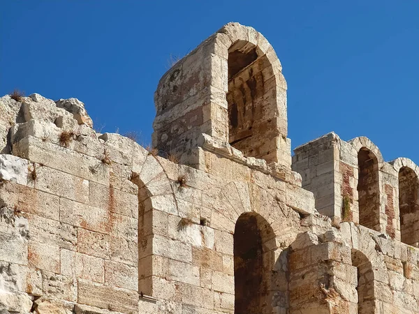 Stěny Slavného Odeonu Aténách Řecku — Stock fotografie