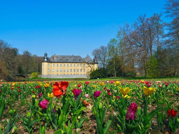 Castillo Schloss Dyck Juechen Primavera — Foto de Stock