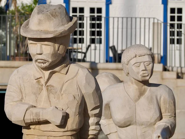 Rzeźby Rodziny Rybaków Albufeira Portugalii — Zdjęcie stockowe