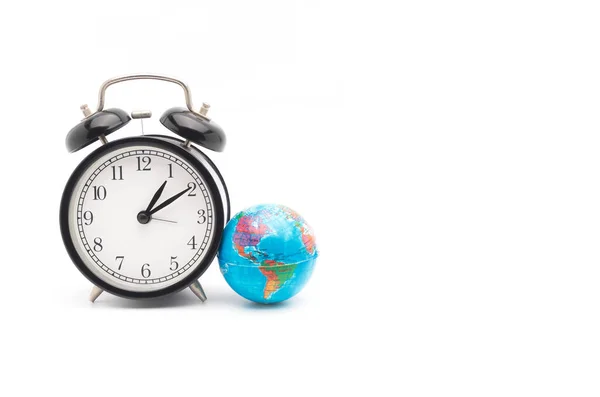 Conceito Hora Mundial Com Globo Relógio — Fotografia de Stock