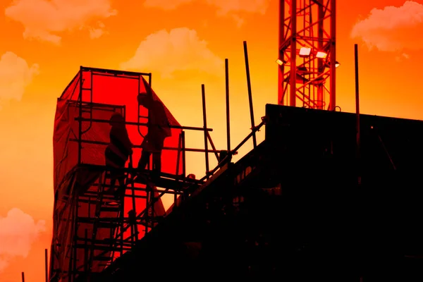 Construction Worker Working Construction Site Construction Teams Work Heavy Industry — Stock Photo, Image