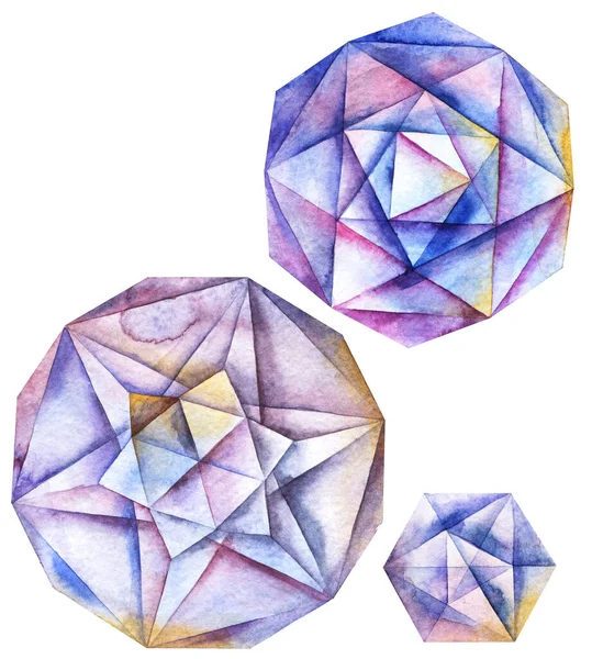 Acuarela Cristales Diamante Conjunto — Foto de Stock