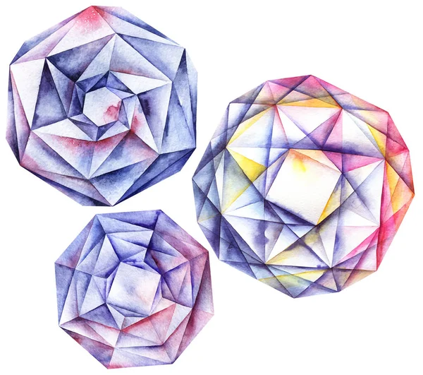 Watercolor Diamond Crystals Set — Stock Photo, Image