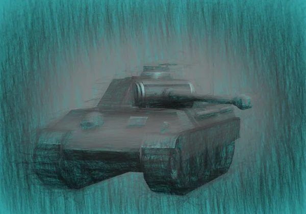軍用戦車の3Dイラスト — ストック写真