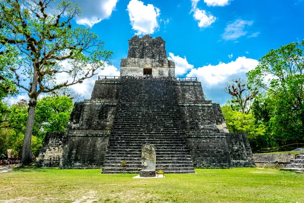 Templo Tikal Templo Jaguar Templo Sol Deus Guatemala — Fotografia de Stock