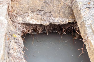 Arka planda drenaj temizliği için çalışmak