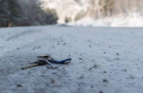Yolun Kenarında Duran Bir Sürü Anahtarı Kaybettim — Stok fotoğraf