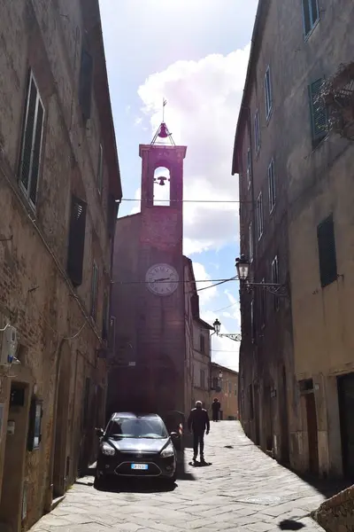 Chiusdino ガルガーノ修道院の近くにChiusdinoの旧市街の美しい街の中心 トスカーナ イタリア — ストック写真