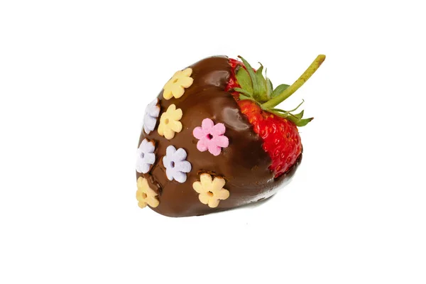 Schokolade Beschichtete Erdbeere Aus Nächster Nähe — Stockfoto