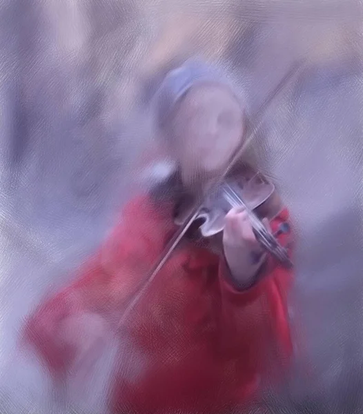 Woman Playing Violine Colorful Illustration — Stock Photo, Image