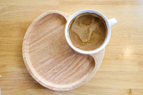 Una Tazza Caffè Vassoio Legno — Foto Stock