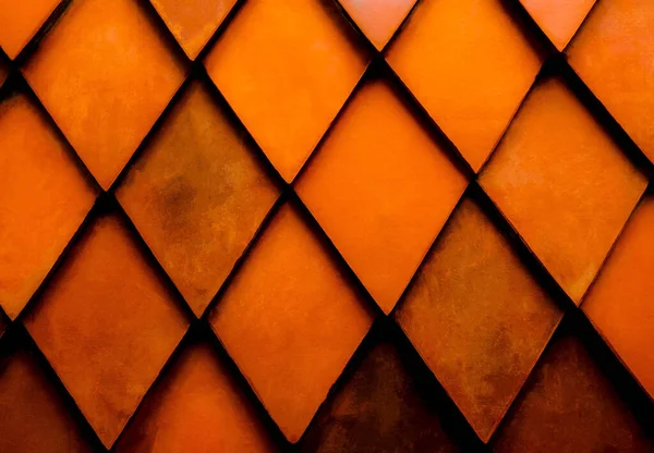 Närbild Textur Orange Romb Tegel Vägg För Utvändig Eller Invändig — Stockfoto