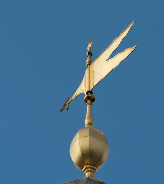 Gökyüzü Arka Planında Altın Rüzgar Vane — Stok fotoğraf