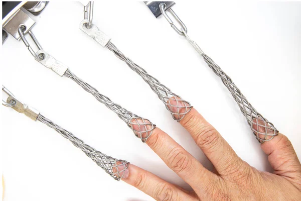 Finger Traps Human Fingers Isolated White — Stock Photo, Image
