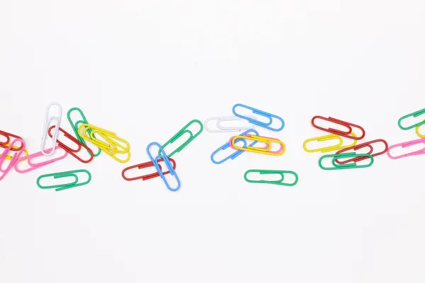 Colorful Paper Clips White Background — Stock Photo, Image