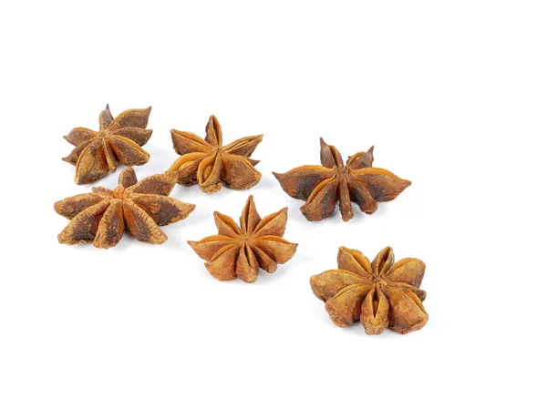 Brown Anise Stars Isolated White Background — Stock Photo, Image