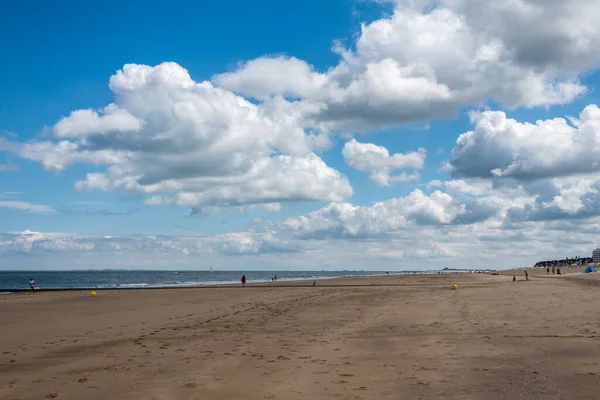 Zoute Knokke Heist Belçika Düşük Gelgitte Geniş Plaj — Stok fotoğraf