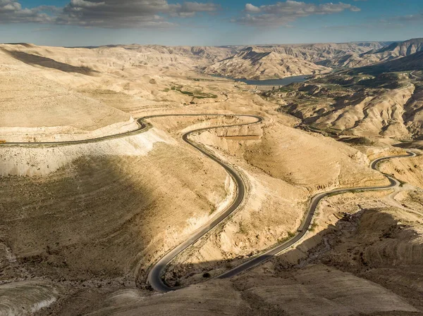 Panoramic View King Highway Ascending Road North Wadi Mujib Reservoir — Stockfoto