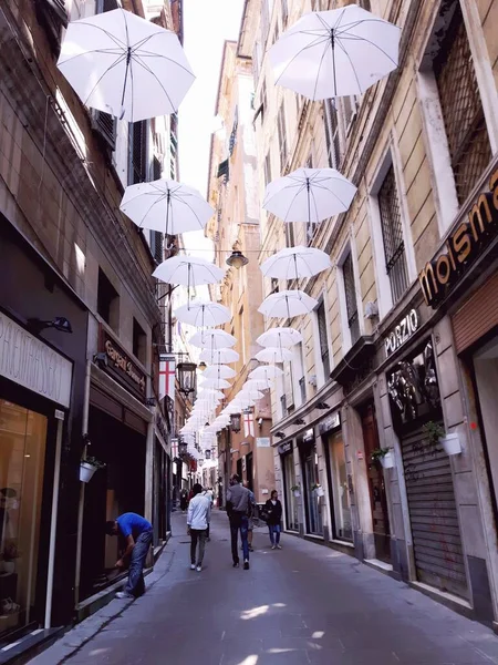 Pride Month Color Umbrellas Hanging Street — Stock Photo, Image