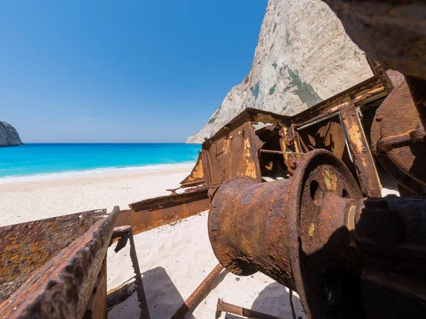 Знаменитий Пляж Корабельної Аварії Закінтос — стокове фото