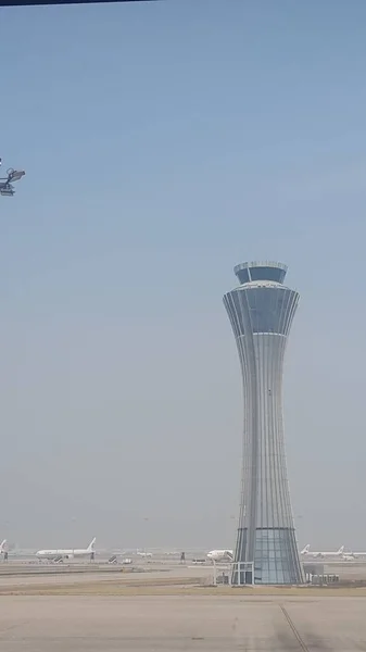 Wieża Kontrolna Międzynarodowym Lotnisku Pekinie — Zdjęcie stockowe