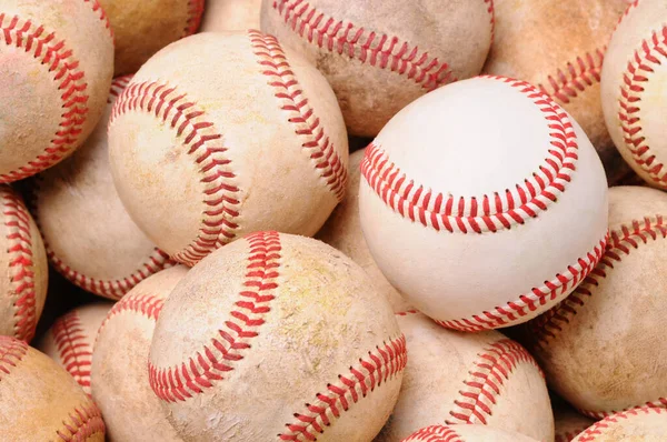 Pile Old Baseballs One New Ball — Stock Photo, Image