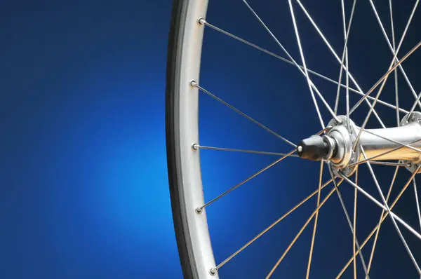 Bicycle Wheel Blue Background — Stock Photo, Image