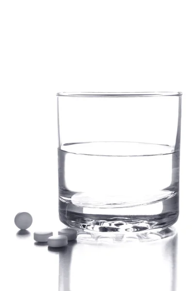 Immagine Pillole Con Bicchiere Acqua — Foto Stock