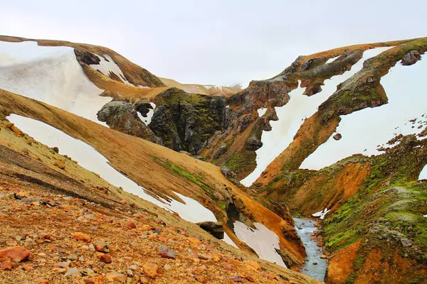 Hverir Geothermal Park Nature Background — Stock Photo, Image