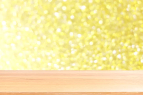Hout Plank Wazig Gouden Gritter Bokeh Lichten Glans Achtergrond Hout — Stockfoto