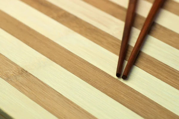 Traditional Japanese Bamboo Chopsticks Wooden Background — Stock Photo, Image