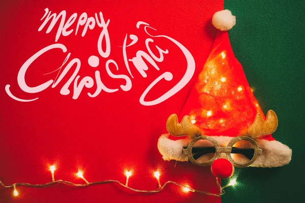 Concepto Temporada Saludos Sombrero Santa Claus Con Luz Estrella —  Fotos de Stock