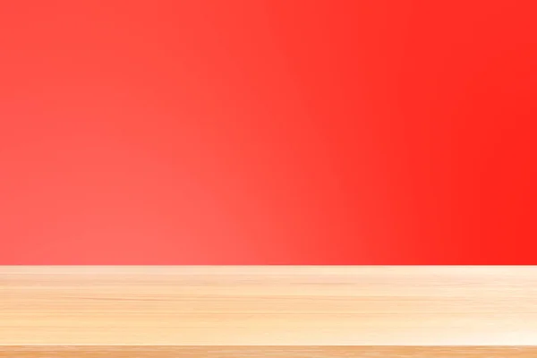Empty Wood Table Floors Gradient Red Soft Background Wood Table — Stock fotografie