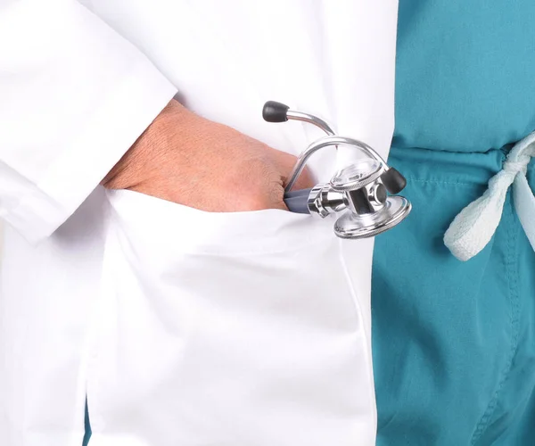 Close Doctor Hand Pocket Stethoscope — Stock Photo, Image