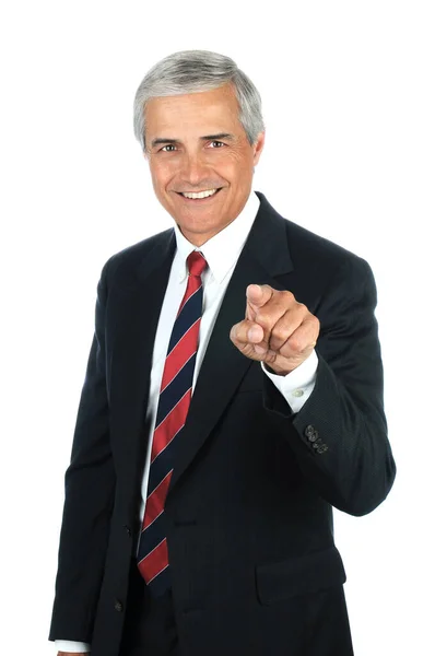 Smiling Senior Businessman Pointng —  Fotos de Stock