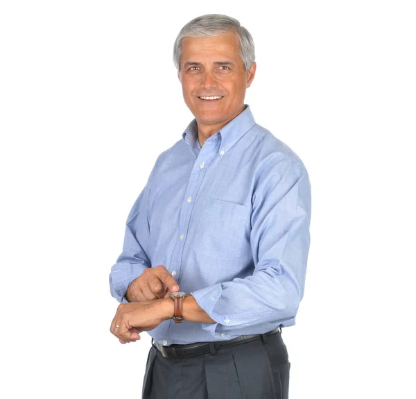 Businessman Pointing His Watch Stock Photo