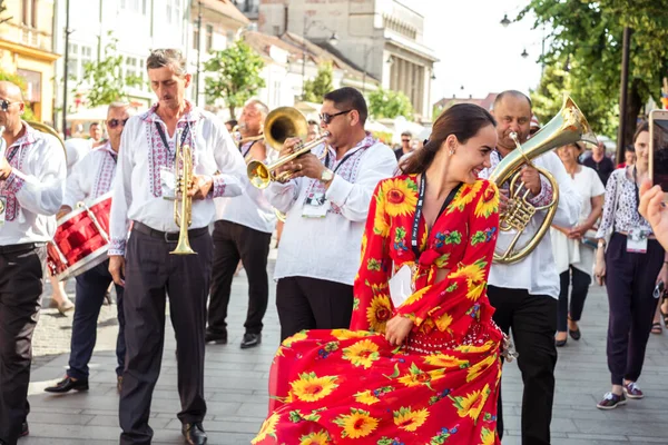 Brass Band Aus Cozmeti Beim Internationalen Theaterfestival — Stockfoto