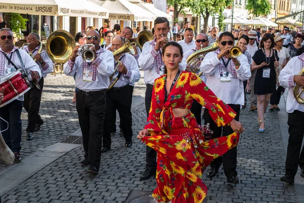 Brass Band Aus Cozmeti Beim Internationalen Theaterfestival — Stockfoto
